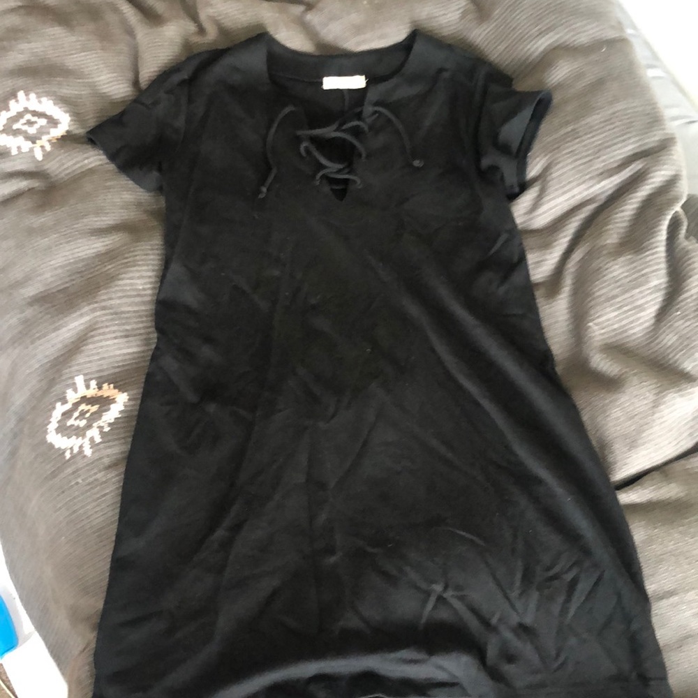 Black lace up dress